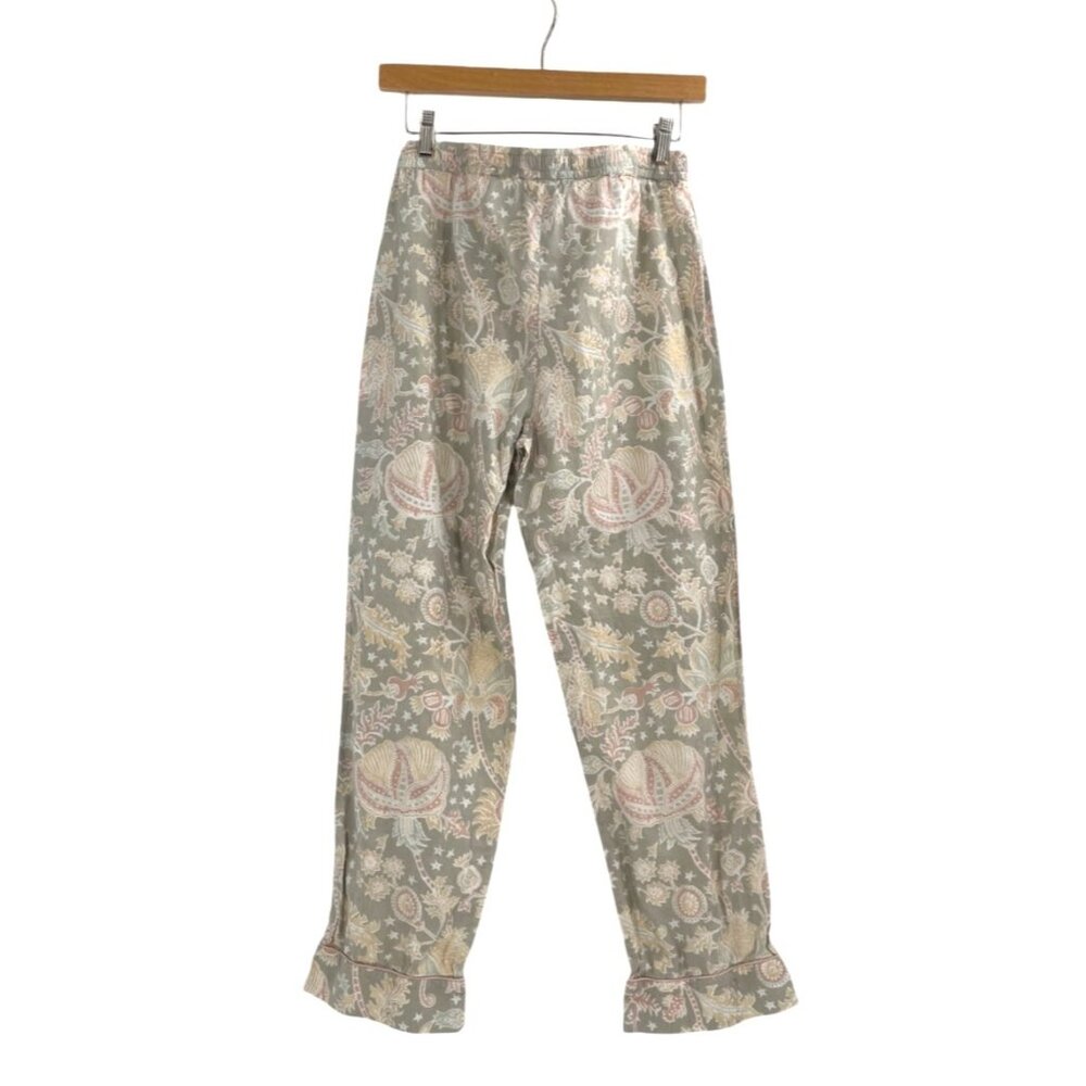 Roller Rabbit Womens Small Pajama Pants Cotton Drawstring Botanical Pink Beige - Picture 2 of 9